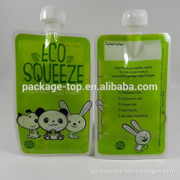 Eco friendly spout pouch eco squeeze reusable food pouch